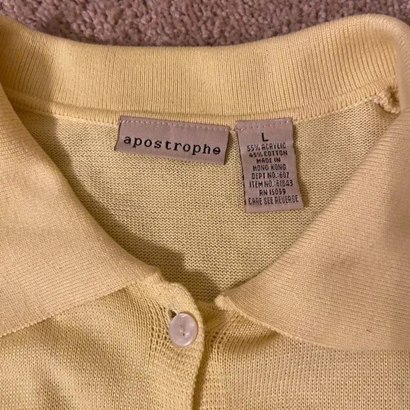 Apostrophe Canary Yellow Cardigan, Large - Picture 3 of 11